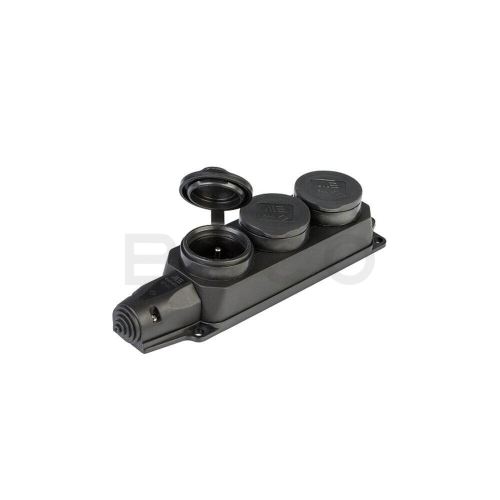 METESOLID gumová hlavice 3x (2P+T), 230V, 16A, IP44, černá - 3101-328-0300
