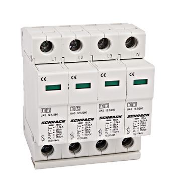 Svodič přepětí T1+2/BC kompletní, 4p, 12,5kA/280V, série UAS